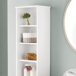 Mainstays White Bathroom Storage Linen Tower with Open and Concealed Shelves