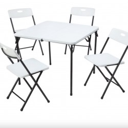 Mainstays 5 Piece Resin Plastic Card Table and Four Chairs Set