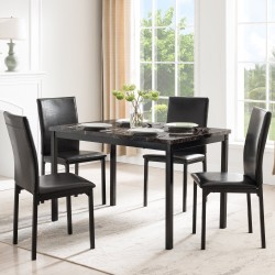 Mainstays 5 Piece Dining Set, Faux Marble Table Top and 4 PU Chairs,