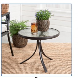 Mainstays Round Glass Patio Table, 20" D