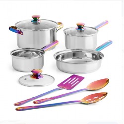 Mainstays Iridescent Stainless Steel 10-Piece Cookware Set