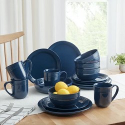 Mainstays Chiara 16-Piece Stoneware Gray Dinnerware Set